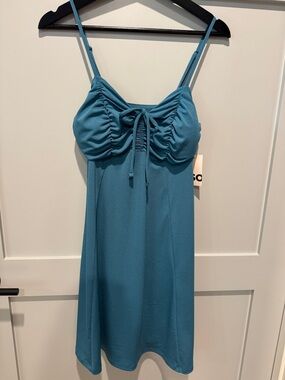 SO Teal Blue Ruched Mini Dress
